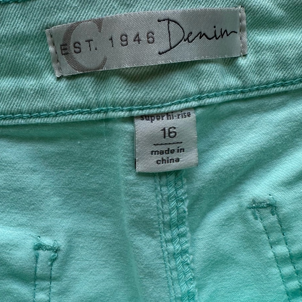 Stylish Mint Cropped Wide Leg Cotton Blend Jeans for Women - Picture 10 of 12